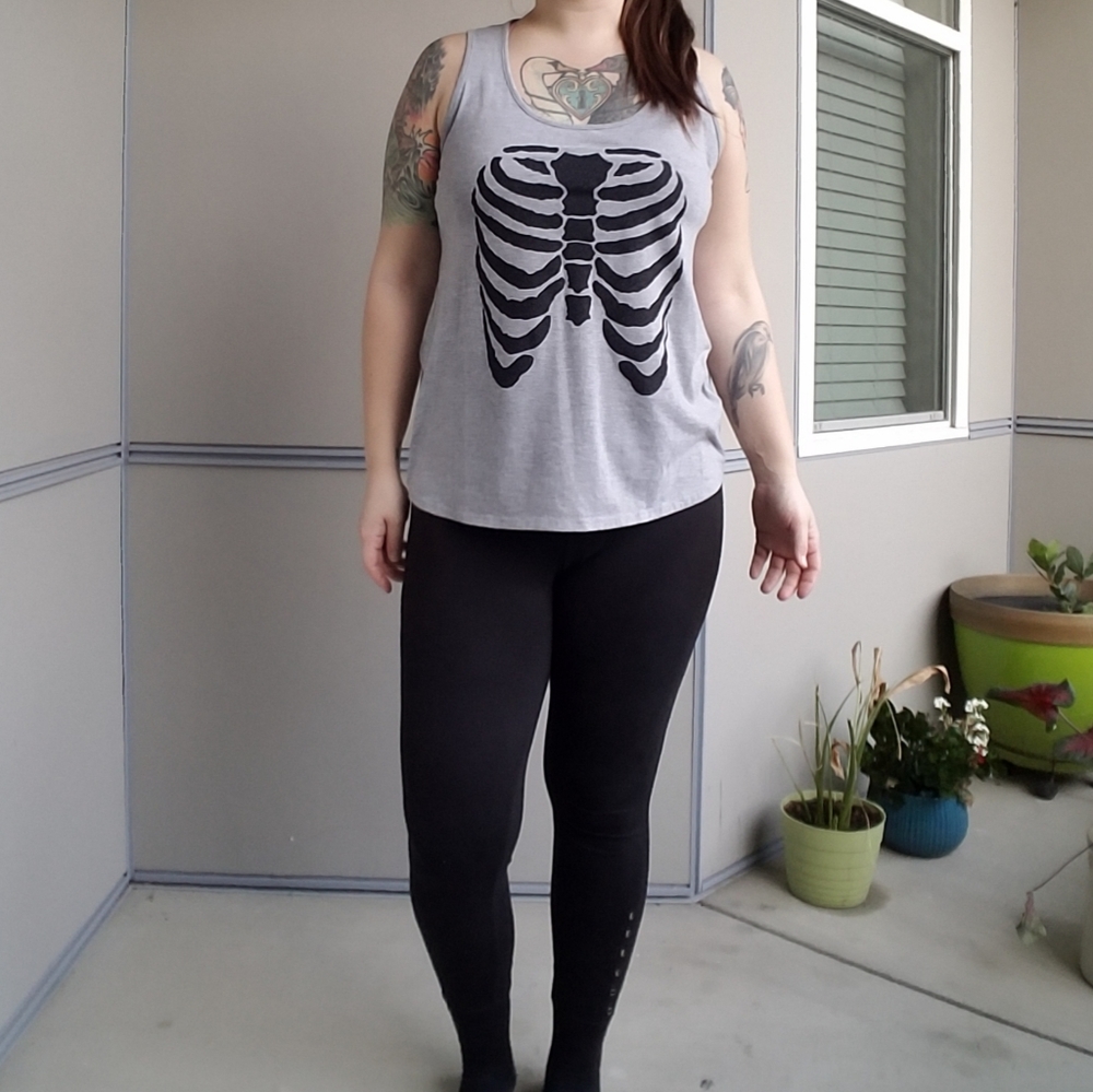 Hot Topic glitter ribcage slouch tank ☠🖤 sz Lrg